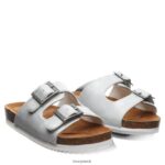 Sandals UK BEARPAW Kids Brooklyn Youth White Metallic 44J6625 - Image 8