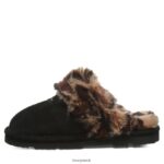 Slippers UK BEARPAW Women Loki Black/Leopard Fur 44J6304 - Image 2