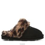 Slippers UK BEARPAW Women Loki Black/Leopard Fur 44J6304 - Image 3