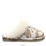 Slippers UK BEARPAW Women Loki Exotic Tan Cow Print 44J6265 - Image 3